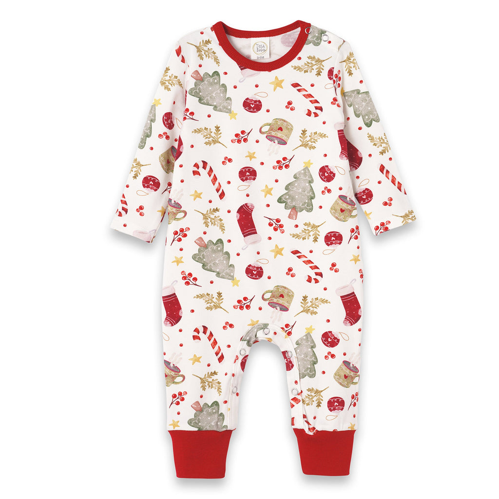Baby Holiday Bamboo Romper – Christmas Print One-Piece - Noel