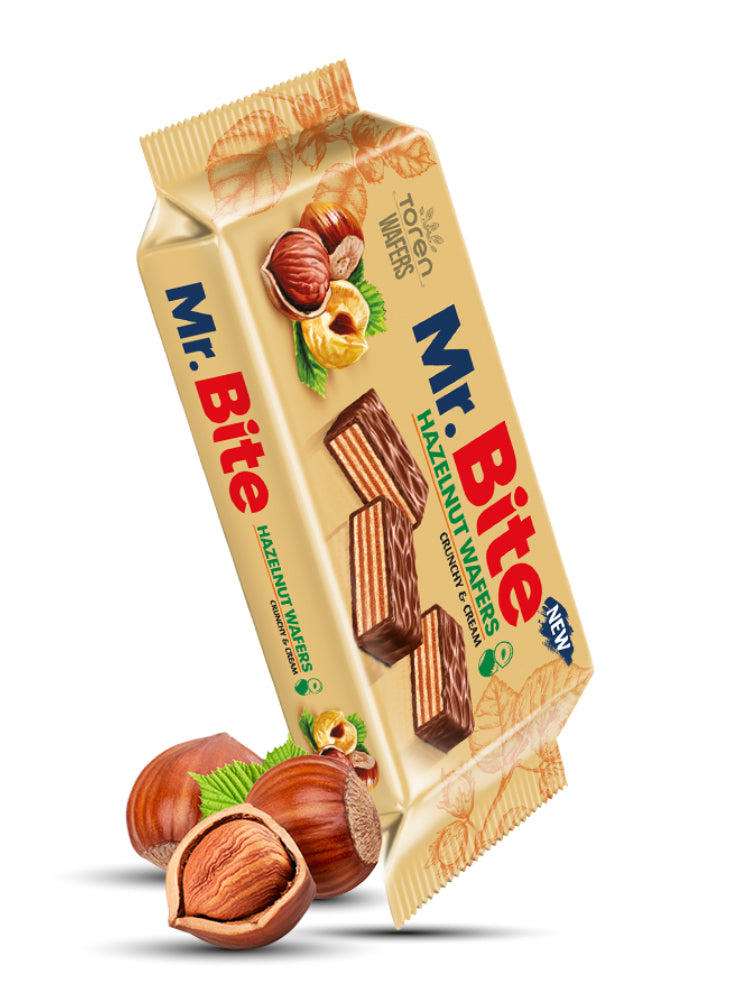 Mr. Bite milk chocolate coated wafer with hazelnut 38g 24pk