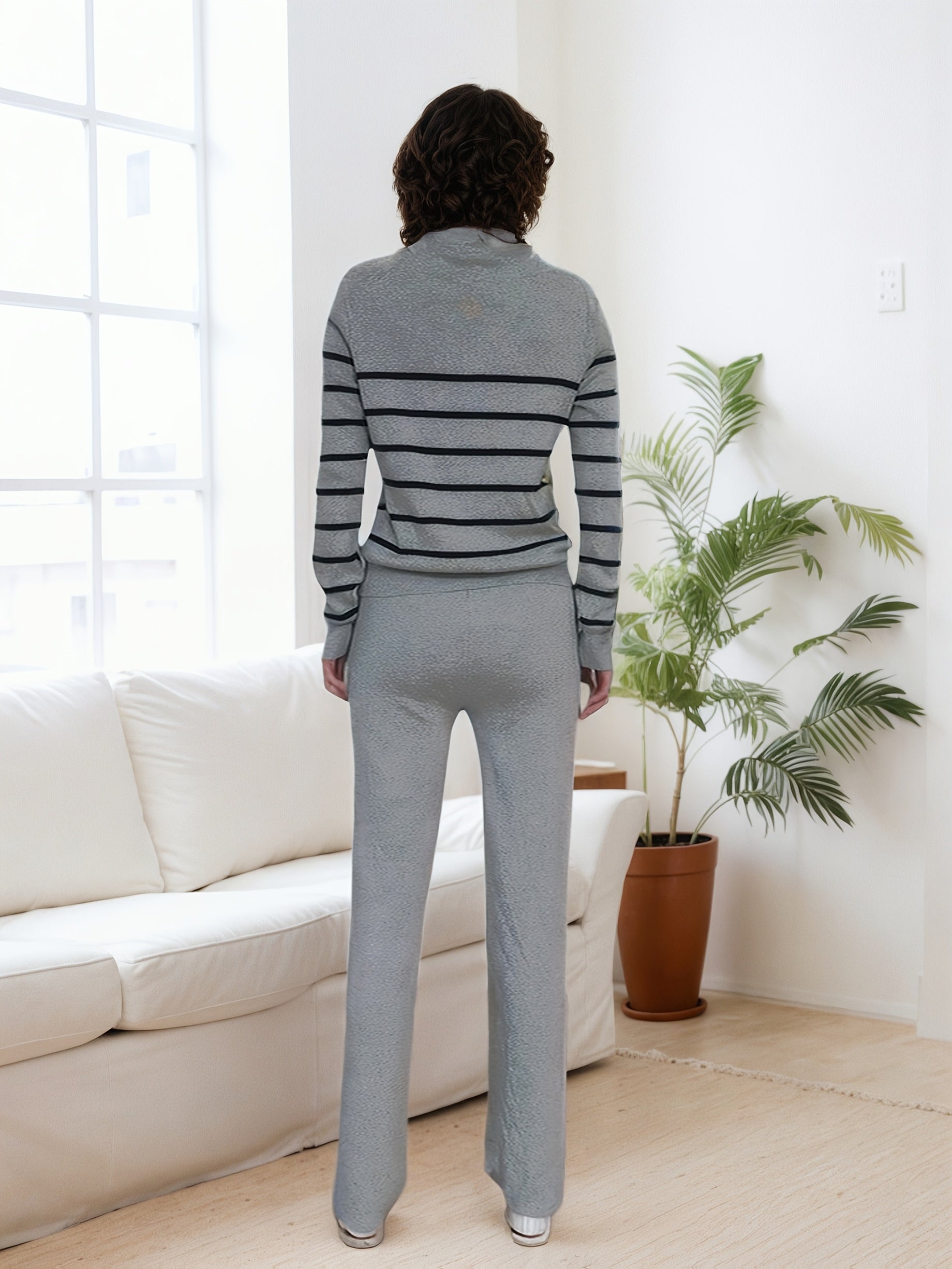Plus Size Style Striped Knit Set