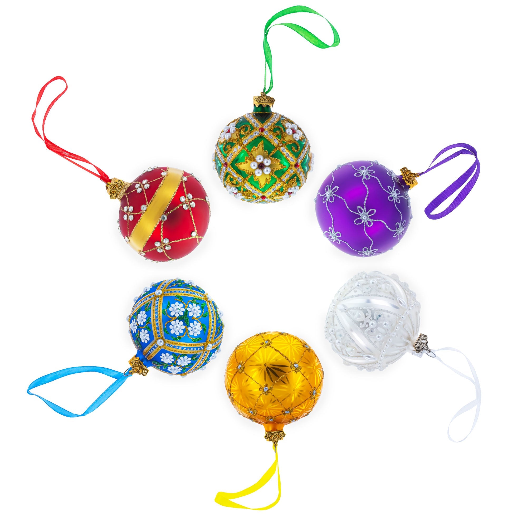 Diamond Trellis on Red Glass Ball Christmas Ornament 3.25 Inches