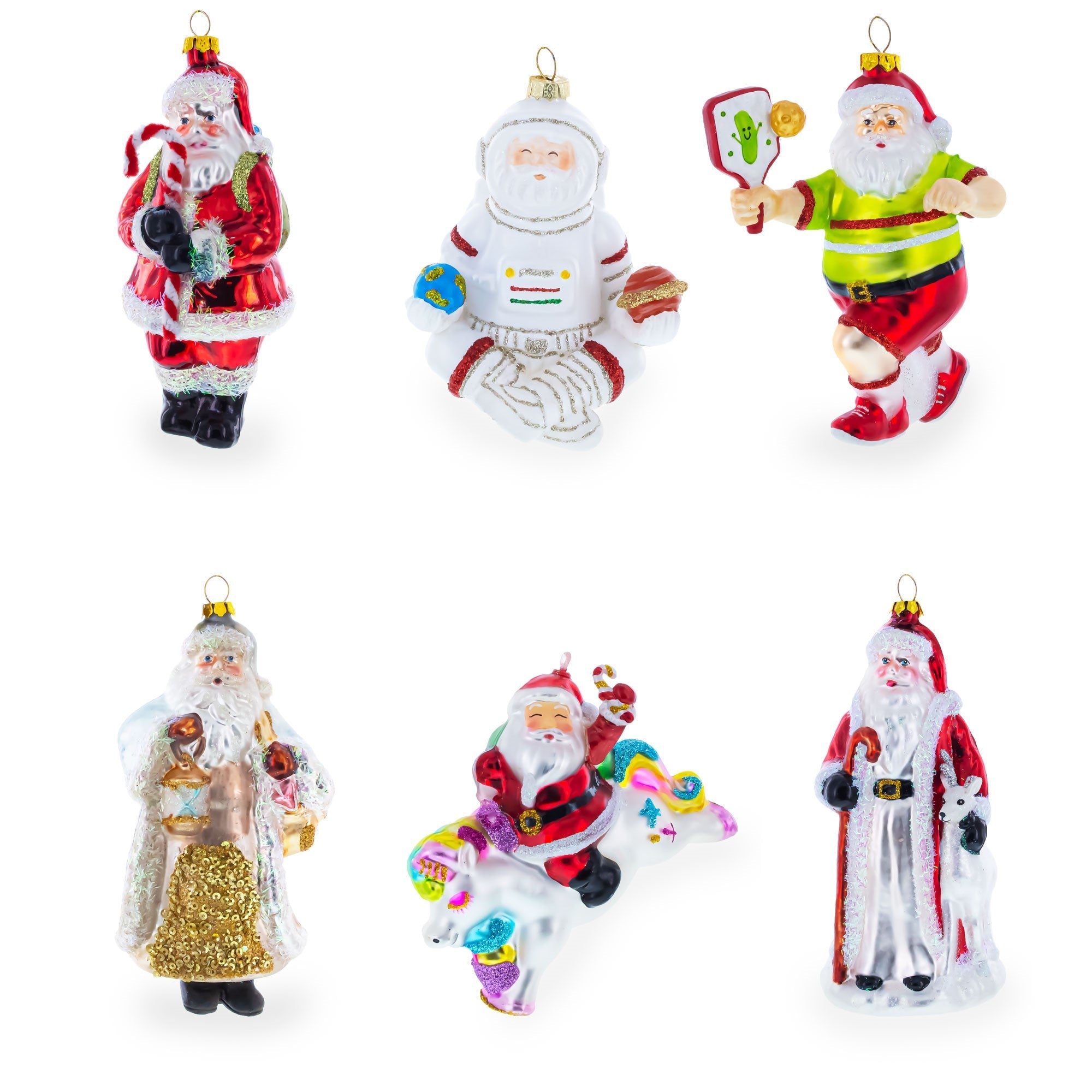 Santa Boot Glass Christmas Ornament